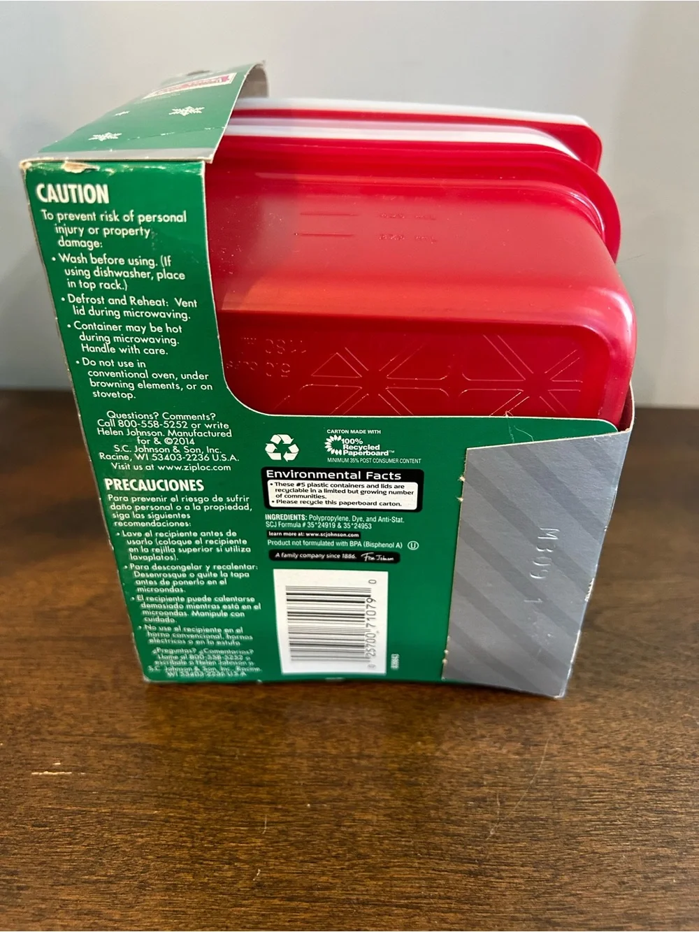 Ziploc Limited Edition Holiday Medium Square Container Red & White 2014 NEW Rare